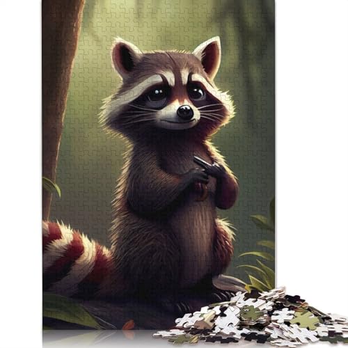 Niedliches Waschbär-Tier-Puzzle für Erwachsene, 1500 Teile, 100 Prozent recycelte Holzplatte, Denksportaufgaben für Erwachsene, für Jungen oder Mädchen, 1500 Teile (85 x 57 cm) von LMYmoney
