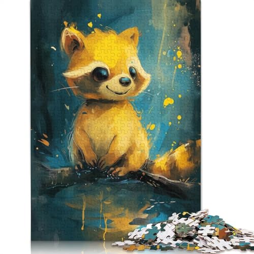 Niedliches Waschbärbaby-Holzpuzzle, 1000 Teile, Puzzle für Erwachsene, Lernspiel, Herausforderungsspielzeug, 1000 Teile (75 x 50 cm) von LMYmoney