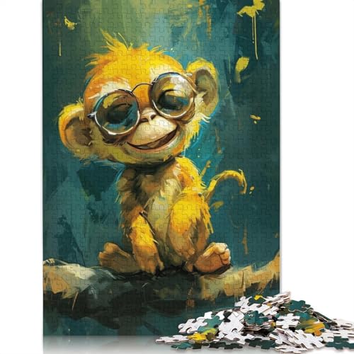 Niedliches kleines gelbes Affen-Puzzle für Erwachsene, 1000 Teile, Puzzle für Erwachsene und Teenager, Familienspiel, 1000 Teile (75 x 50 cm) von LMYmoney