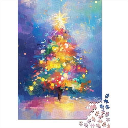 Ölgemälde-Weihnachtsbaum-Puzzle für Erwachsene, Lernspiel, Cooles Puzzle für Erwachsene und Kinder, 1000 Teile (75 x 50 cm) von LMYmoney