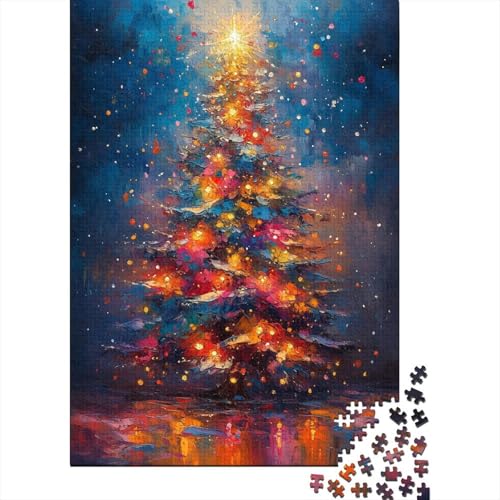 Ölgemälde-Weihnachtsbaum-Puzzles für Erwachsene, Familienspaß, Problemlösungspuzzles für Frauen und Männer, 1000 Teile (75 x 50 cm) von LMYmoney