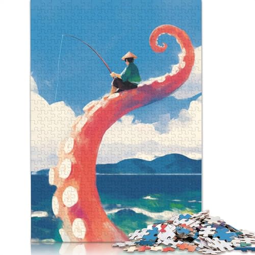 Oktopus-Angelpuzzle, Dekompressionsspielzeug, rechteckiges Papierpuzzle für Kinder und Erwachsene ab 12 Jahren, Geschenke, 1000 Teile (26 x 38 cm) von LMYmoney