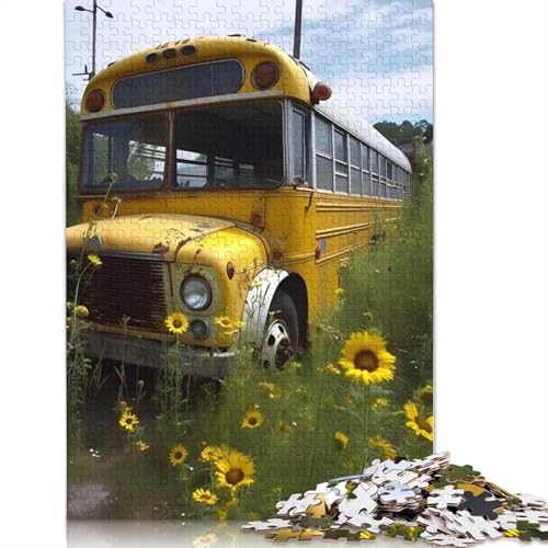 Old School Bus Puzzle, Denksportaufgabe, Premium-Karton-Puzzle für Kinder und Erwachsene ab 12 Jahren, 1000 Teile (75 x 50 cm) von LMYmoney