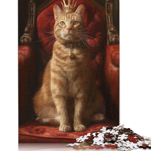 Orange getigerte Katzenkönigin, Puzzle, Entspannungs-Herausforderung, Spielzeug, rechteckiges Papierpuzzle für Jungen oder Mädchen, Vatertagsgeschenk, 1000 Teile (26 x 38 cm) von LMYmoney