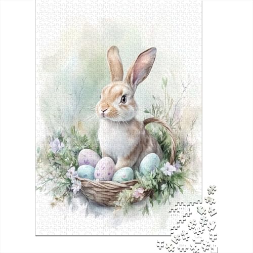 Ostern Niedlicher Hase Devoted Believers Puzzle Schwierig Schwer 100 Prozent Recyclingkarton Puzzle für Jungen oder Mädchen 70x50cm/1000 Teile von LMYmoney