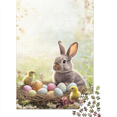 Ostern Niedlicher Hase Devoted Believers Puzzle Schwierig Schwer 100 Prozent Recyclingkarton Puzzle für Jungen oder Mädchen 70x50cm/1000 Teile von LMYmoney