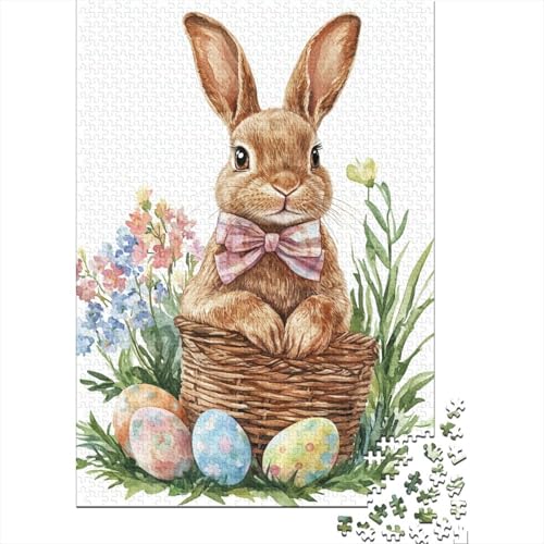 Ostern Niedlicher Hase Katholischer Glaube Puzzle Denksportaufgabe 100% Recyclingkarton Puzzle für Jungen oder Mädchen 38x26cm/1000Teile von LMYmoney