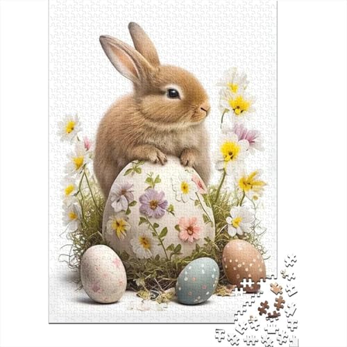 Ostern Niedlicher Hase Katholischer Glaube Puzzle Denksportaufgabe 100% Recyclingkarton Puzzle für Jungen oder Mädchen 70x50cm/1000 Teile von LMYmoney