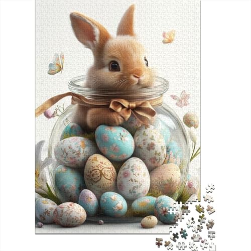 Ostern Niedlicher Hase Ostergeschenke Puzzle Familienspaß 100 Prozent Recyclingkarton Puzzle für Erwachsene Kinder 70x50cm/1000 Teile von LMYmoney