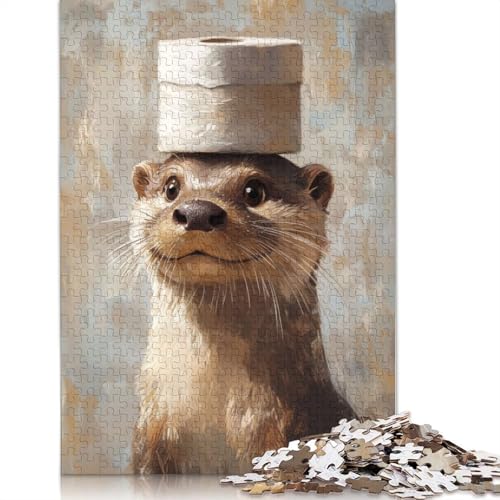 Otter mit Toilettenpapierhut, Puzzle für Erwachsene, herausfordernd und knifflig, Puzzles für Erwachsene für Jungen oder Mädchen, 1000 Teile (75 x 50 cm) von LMYmoney