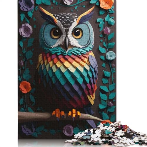 Owl Flower Puzzle 1000-teilige Schwer Puzzle Spielzeug Lernspiel Impossible Herausforderungsspielzeug Für Erwachsene Und Kinder Ab 14 Jahren 1000pcs (38x26cm) von LMYmoney