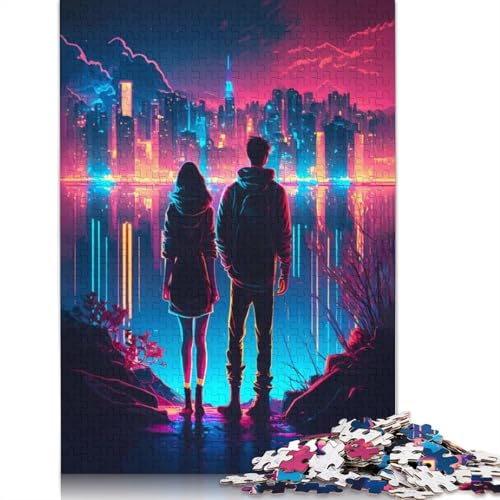 Paar Nightfile Cyberpunk-Puzzles, farbenfrohe, Coole Puzzles für Kinder ab 12 Jahren, 1000 Teile (75 x 50 cm) von LMYmoney