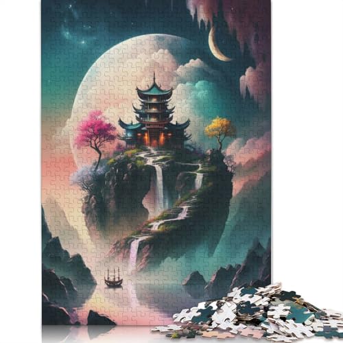 Pagode auf dem Felsen, 520 Puzzles für Erwachsene, Lernspiel, Puzzlespiele für Erwachsene für Jungen oder Mädchen, 520 Teile (52 x 38 cm) von LMYmoney