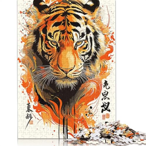 Painting Tiger Puzzle 1000-teilige Schwer Puzzle Spielzeug Lernspiel Impossible Herausforderungsspielzeug Für Erwachsene Kinder 1000pcs (38x26cm) von LMYmoney
