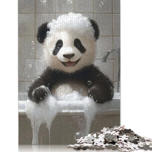 Panda-Badezeit-Puzzle, kreative Spiele, Premium-Karton-Puzzle für Frauen und Männer, Geburtstagsgeschenk, 1000 Teile (75 x 50 cm) von LMYmoney