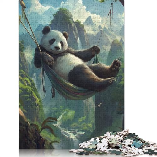 Panda-Hängematten-Berge-Puzzle, Entspannungs-Herausforderung, Spielzeug, rechteckiges Papierpuzzle für Jungen oder Mädchen, Vatertagsgeschenke, 1000 Teile (26 x 38 cm) von LMYmoney
