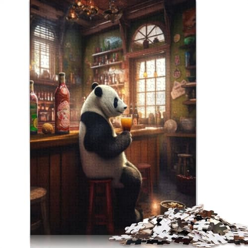 Panda-Puzzle mit Alkoholkonsum in Kneipen, Lernspiele, Familienaktivitäten, Premium-Karton-Puzzle für Frauen und Männer, 1000 Teile (26 x 38 cm) von LMYmoney