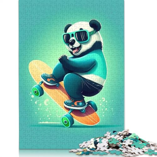 Panda Skater Puzzle 1000 Teile, herausfordernde und knifflige Puzzles für Erwachsene, für Erwachsene und Teenager, 1000 Teile (75 x 50 cm) von LMYmoney
