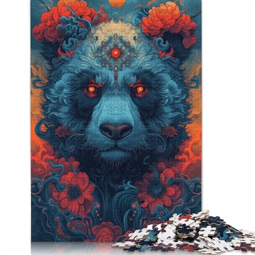 Panda in Blume, 1000 Teile, Holzpuzzle für Erwachsene, Puzzle, Lernspiel, Herausforderungsspielzeug, 1000 Teile (75 x 50 cm) von LMYmoney