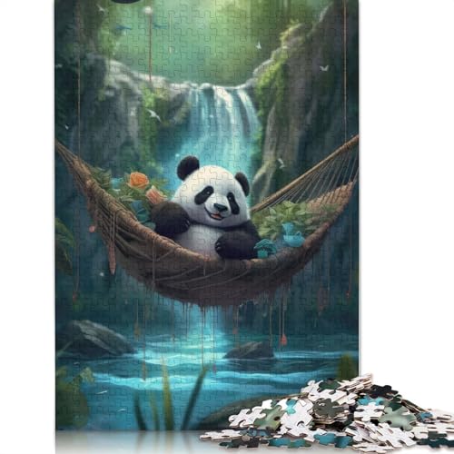 Panda in der Hängematte, Wasserfall-Puzzle für Erwachsene, Spielzeug, Lernspiel, schwierige Puzzles für Kinder ab 12 Jahren, 1500 Teile (85 x 57 cm) von LMYmoney