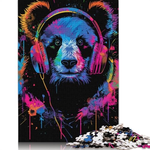 Panda mit Kopfhörern, Puzzle für Erwachsene, 1000 Teile, Puzzle für Teenager ab 12 Jahren, 1000 Teile (75 x 50 cm) von LMYmoney