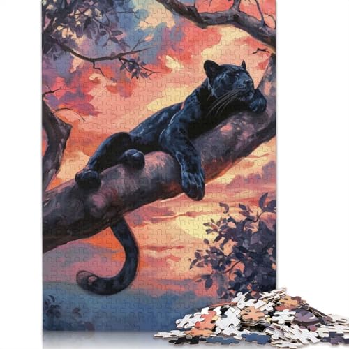 Panther Sunset Slumber Puzzles 1000 Teile Schwer Puzzle Spielzeug Lernspiel Impossible Herausforderung Spielzeug Für Erwachsene Und Kinder in Bewährter 1000pcs (38x26cm) von LMYmoney