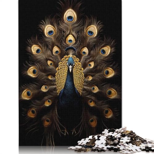 Peacock Gold Dark Puzzle 1000 Teile Schwer Puzzle Spielzeug Lernspiel Impossible Herausforderung Spielzeug Für Erwachsene Kinder 1000pcs (75x50cm) von LMYmoney
