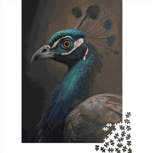 Peacock Portrait Puzzle 1000-teilige Schwer Puzzle Spielzeug Lernspiel Impossible Herausforderung Spielzeug Für Erwachsene Kinder 1000pcs (75x50cm) von LMYmoney