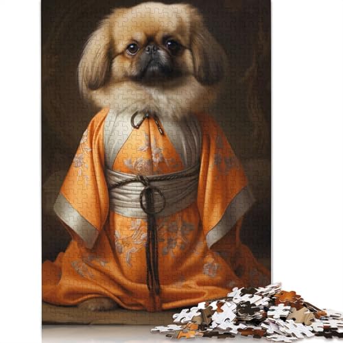 Pekingese im Kimono-Puzzle, kreative Spiele, Premium-Karton-Puzzle für Frauen und Männer, Geburtstagsgeschenk, 1000 Teile (26 x 38 cm) von LMYmoney