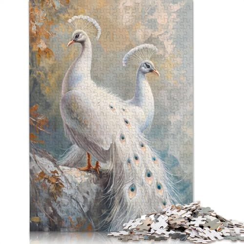 Pfauenweißes magisches Puzzle, kreative Spiele, Premium-Karton-Puzzle für Frauen und Männer, Geburtstagsgeschenk, 1000 Teile (75 x 50 cm) von LMYmoney