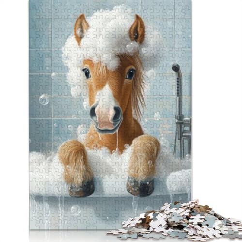 Pferde-Badezeit-Puzzle, kreative Spiele, 100% recycelter Karton, Puzzle für Erwachsene, 1000 Teile (75 x 50 cm) von LMYmoney