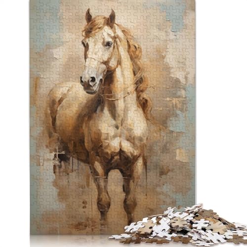 Pferde-Tier-Kunst-Puzzle, kreative Spiele, 100 Prozent recycelter Karton, Puzzle für Erwachsene, 1000 Teile (75 x 50 cm) von LMYmoney