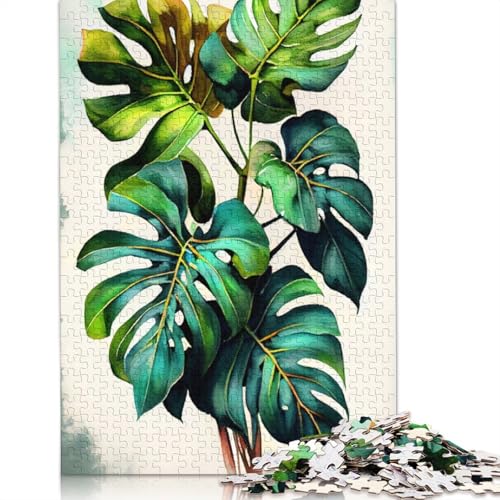 Philodendron Plant Art Puzzle 1000 Teile Schwer Puzzle Spielzeug Lernspiel Impossible Herausforderung Spielzeug Für Erwachsene Kinder 1000pcs (40x28cm) von LMYmoney