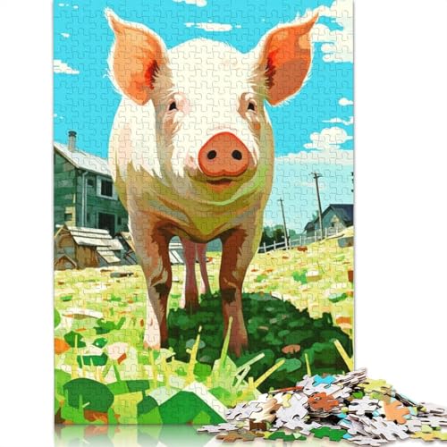 Pig Portrait Puzzle 1000 Teile Schwer Puzzle Spielzeug Lernspiel Impossible Herausforderung Spielzeug Für Erwachsene Kinder 1000pcs (40x28cm) von LMYmoney