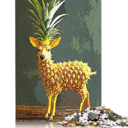 Pineapple Deer Puzzle 1000 Teile Schwer Puzzle Spielzeug Lernspiel Impossible Herausforderung Spielzeug Für Erwachsene Und Kinder Ab 14 Jahren 1000pcs (38x26cm) von LMYmoney