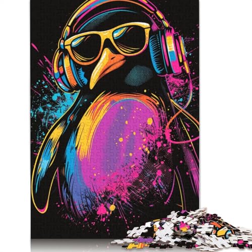 Pinguin mit Kopfhörern, Puzzle für Erwachsene, 1000 Teile, Holzpuzzle für Erwachsene, Puzzles für Jugendliche ab 12 Jahren, (75 x 50 cm) von LMYmoney