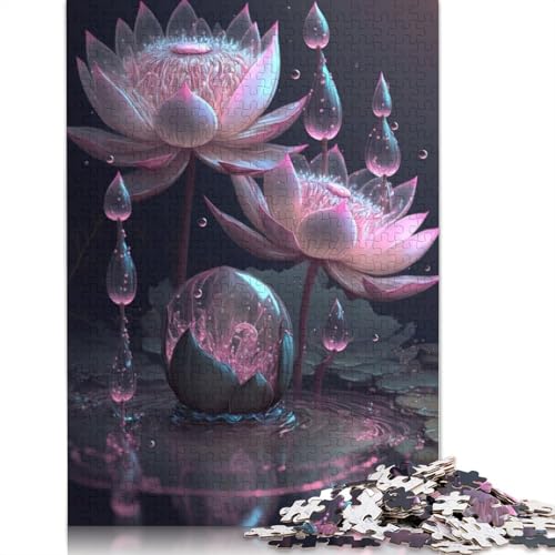 Pink Lotus Flowers Puzzle 1000 Teile Schwer Puzzle Spielzeug Lernspiel Impossible Herausforderungsspielzeug Für Erwachsene Und Kinder in Bewährter 1000pcs (75x50cm) von LMYmoney