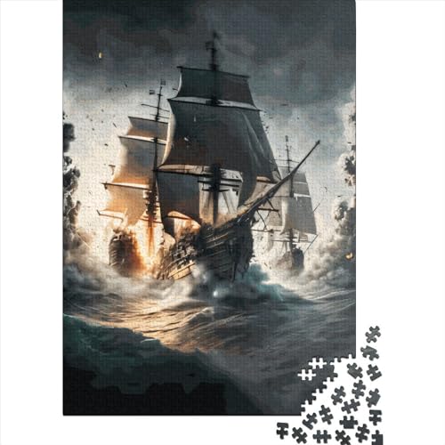 Pirate Ship Puzzles 1000 Teile Schwer Puzzle Spielzeug Lernspiel Impossible Herausforderungsspielzeug Für Erwachsene Kinder 1000pcs (38x26cm) von LMYmoney