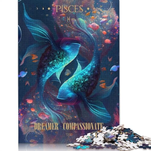 Pisces Zodiac Puzzles 1000 Teile Schwer Puzzle Spielzeug Pädagogisches Spiel Impossible Herausforderungsspielzeug Für Erwachsene Und Kinder in Bewährter 1000pcs (40x28cm) von LMYmoney