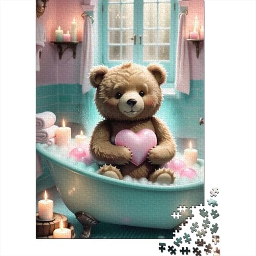 Plüschbär-Badezimmerpuzzle, Familienspaß, rechteckiges Papierpuzzle für Kinder und Erwachsene ab 12 Jahren, Geburtstagsgeschenk, 1000 Teile (75 x 50 cm) von LMYmoney