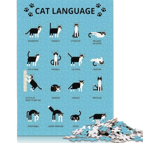 Poster-Puzzle in Katzensprache für Erwachsene, Lernspiel, Puzzle-Geschenke für Kinder ab 12 Jahren, 520 Teile (52 x 38 cm) von LMYmoney