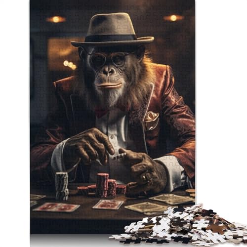 Primate Poker Puzzles 1000 Teile Schwer Puzzle Spielzeug Pädagogisches Spiel Impossible Herausforderungsspielzeug Für Erwachsene Und Kinder in Bewährter 1000pcs (40x28cm) von LMYmoney