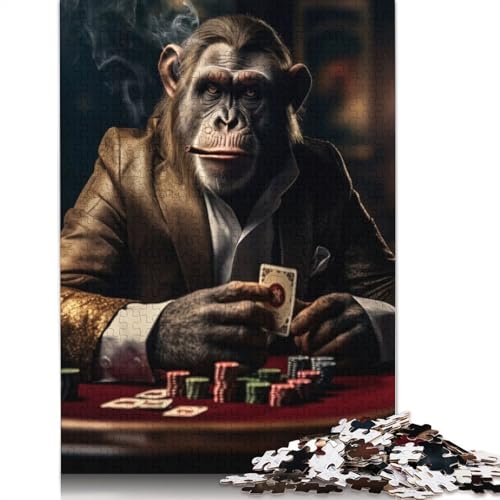 Pristine Primate Poker Puzzle 1000 Teile Schwer Puzzle Spielzeug Pädagogisches Spiel Impossible Herausforderungsspielzeug Für Erwachsene Und Kinder Ab 12 Jahren 1000pcs (75x50cm) von LMYmoney
