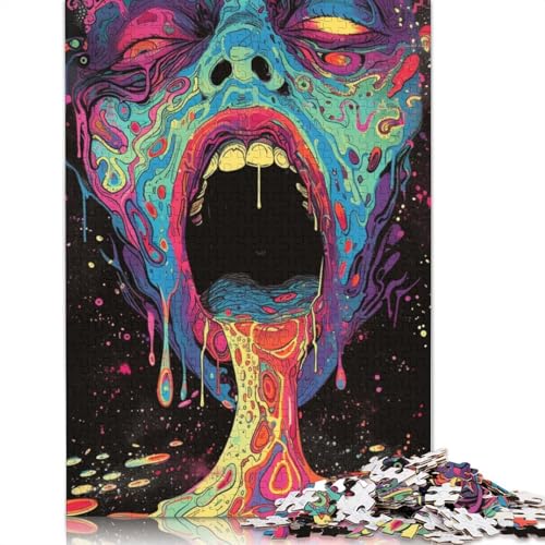 Psychedelisches Gesichtspuzzle, Dekompressionsspielzeug, 100% recycelter Karton, Puzzle für Erwachsene und Teenager, 1000 Teile (75 x 50 cm) von LMYmoney