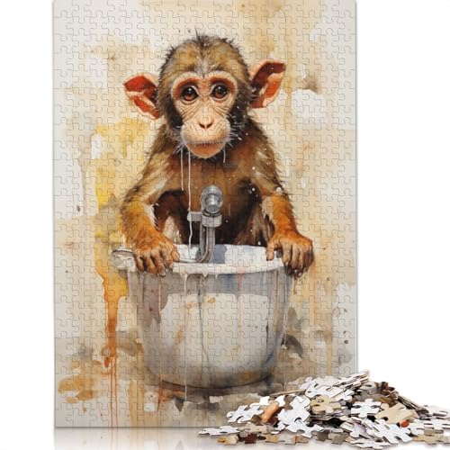 Puzzle „AFFE – Badezeit“, Denksportaufgabe, Premium-Karton-Puzzle für Kinder und Erwachsene ab 12 Jahren, Geschenke, 1000 Teile (26 x 38 cm) von LMYmoney
