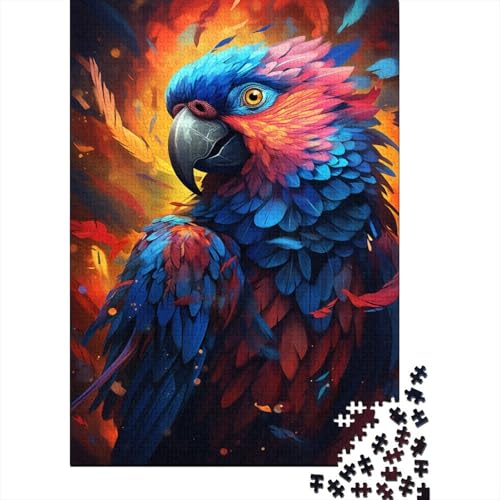 Puzzle „Bunter Papagei mit bunten Federn“, 100% recycelter Karton, 100% recycelter Karton, Puzzle für Jungen oder Mädchen, 1000 Teile (38 x 26 cm) von LMYmoney