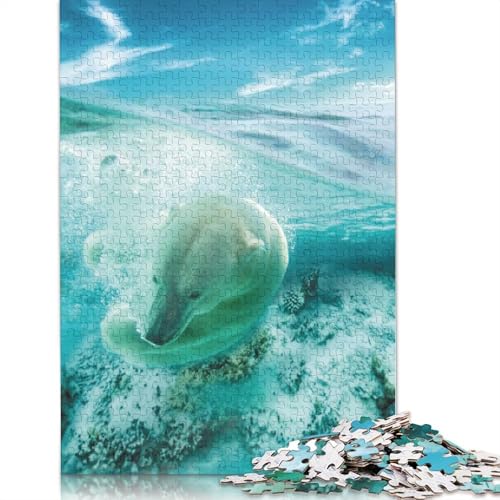 Puzzle „Der schwimmende Eisbär“, rechteckig, aus 100% recycelter Pappe, für Erwachsene und Kinder, 1000 Teile (26 x 38 cm) von LMYmoney