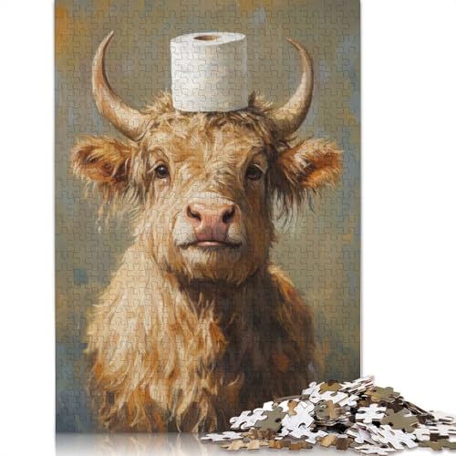 Puzzle „Hochlandkuh mit Toilettenpapier“, farbenfrohe und Coole Puzzles für Kinder ab 12 Jahren, 1500 Teile (85 x 57 cm) von LMYmoney