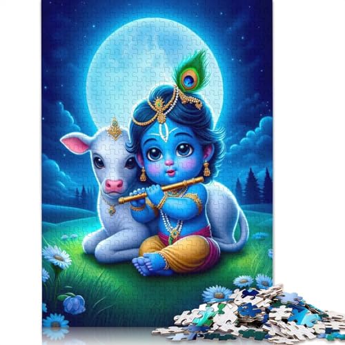 Puzzle „Kleiner Krishna mit Kalb“, Premium-Puzzle aus 100% recyceltem Kartonpapier, rechteckig, für Erwachsene und Teenager, einzigartiges Geschenk, 1000 Teile (26 x 38 cm) von LMYmoney