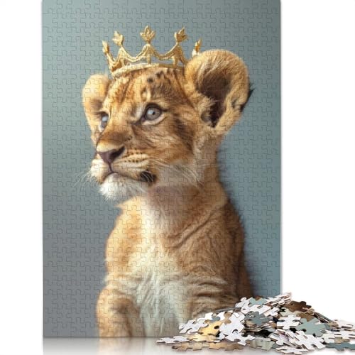 Puzzle „Kleiner Löwe, Pastellkrone“, einzigartige Heimdekoration, Premium-Karton-Puzzle für Erwachsene und Teenager, einzigartiges Geschenk, 1000 Teile (26 x 38 cm) von LMYmoney